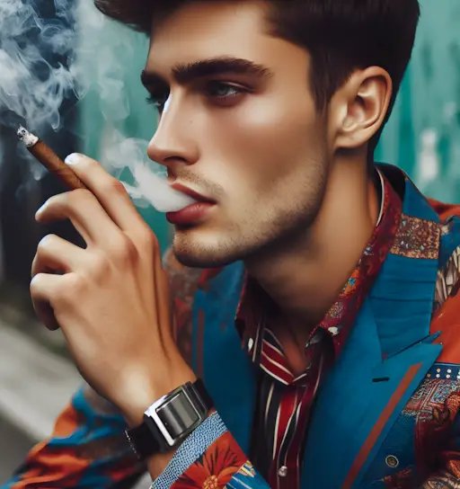 hombre joven fumando
