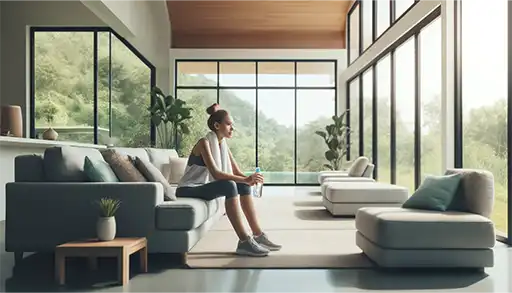 mujer descansando después de hacer ejercicio