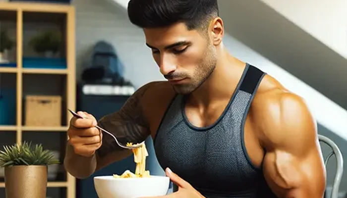 Hombre consumiendo carbohidratos vestido para hacer deporte 1