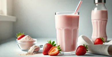 un batido de proteinas de fresa