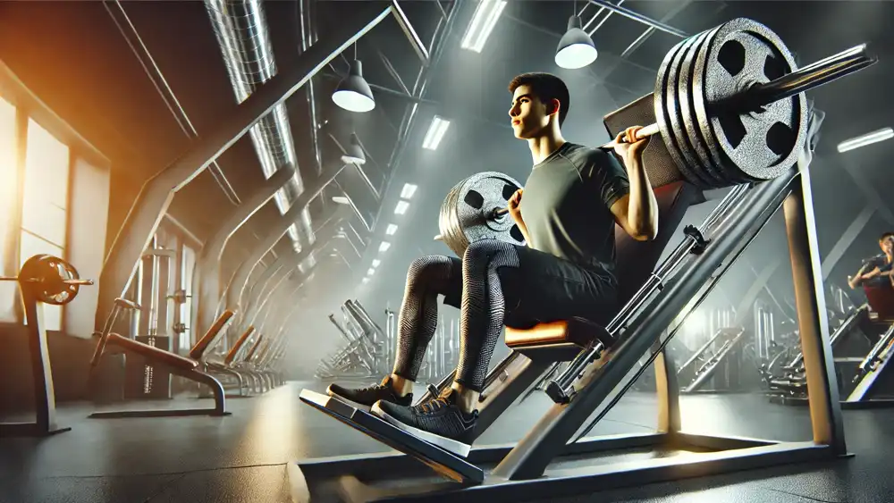 Una persona joven entrenando sus cuadriceps en un gimnasio