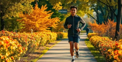 Un hombre haciendo footing en una senda