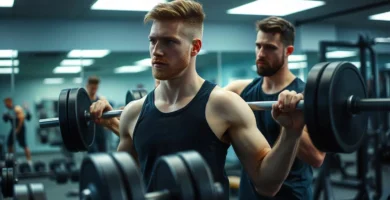 Un hombre joven entrenando en un gimnasio